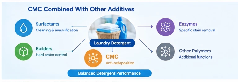 CMC combined with surfactants builders CMC combined with surfactants builders