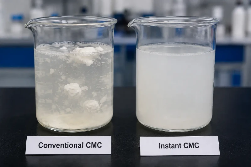 Instant CMC dissolution comparison with conventional CMC Instant CMC dissolution comparison with conventional CMC